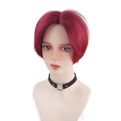 China European and American Hot Selling Synthetic Short Straight Hair Clog Queen Wig Female Red Wig for sale