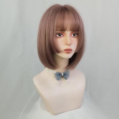 China Wholesale Queen of Clogs Heat Resistant Short Bob Synthetic Straight Fiber Blonde Wig 12 Inches for sale