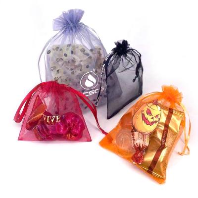 China Custom Printed Gift Bag Organza Bag With LOGO Factory Direct Sales Organza Bag Eyelash Bag Candy Gift Wrapping Pouches for sale