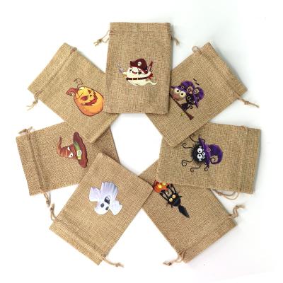 China Drawsting Pouch Halloween Candy Bag Hemp Bag Factory Makes Jute Bags Draw String Bag for sale