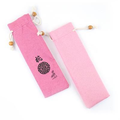 China Gift Chinese Style Cotton Canvas Cloth Bag With Rope Package Pouch For Spoon Chopsticks Comb for sale