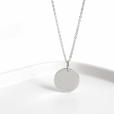 China TRENDY Coin Necklace Silver Simple Sland Disc Stamping Jewelry Around Charm Sterling Silver Customized Necklace for sale