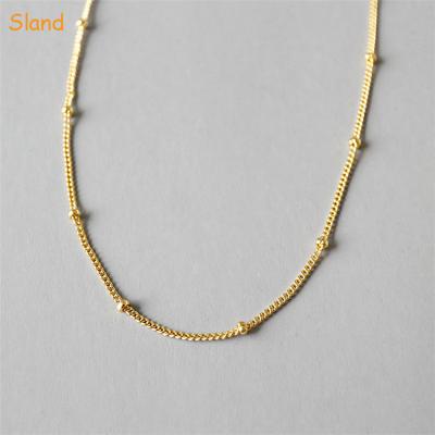 China Factory Delicate Fashionable Custom Bolo Custom Minimalist Jewelry Real 14k Gold Plated Sterling Silver Chain Necklace With Beads for sale