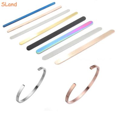 China Fashionable DIY Wholesale SLand Jewelry Manufacturer Folding Cuff Bangle Blank Stainless Steel Bangle Flat Straight Bar For Engraving for sale