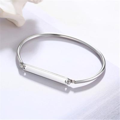 China TRENDY Custom Made Women's Stainless Steel Handwriting Bracelet Jewelry Empty Stamp Bracelet for sale