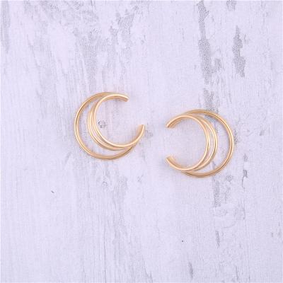 China FASHIONABLE Edging Woman Sland 24K Gold Plated Unique Stainless Steel Earring Clips for sale