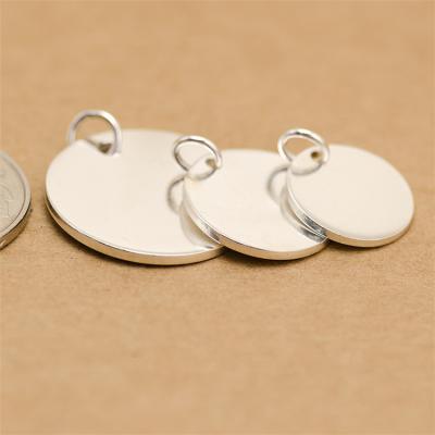 China Silver Custom Logo Circle Shape Tags 10/12/15 mm Sterling Silver Round Blank Pendant for sale