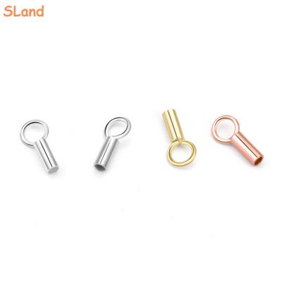 China Findings Sland Jewelry Maker Wholesale Leather Rope Accessories 925 Sterling Silver Crimp Connectors For Jewelry Making 4 x 1.1 mm for sale