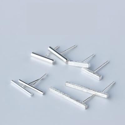 China Wholesale Minimalist Sterling Silver Line Bar Stud Earrings Different Size and Shape 925 FASHIONABLE Jewelry Manufacturer SLand for Men/Women for sale