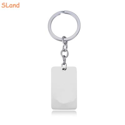 China Metal Sland Jewelry Maker Wholesale Your Custom Design Plain Tags Engravable Stainless Steel Rectangle Keylchain For Gifts for sale