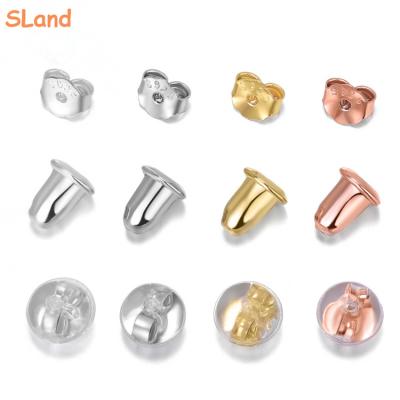 China 925 Sterling Silver Sland Jewelry Manufacturer Wholesale Rhodium/Gold/Rose Gold Plated 925 Sterling Silver Bullet Clutch Earring Backs For Girls for sale