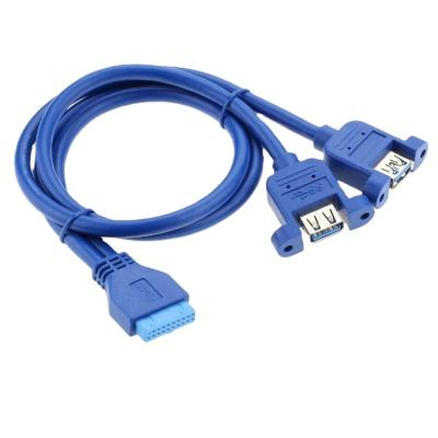 China Dual Panel Security Screw Mount Custom Mount USB 3.0 Female To Motherboard 20 PIN Female Adapter Cable for sale