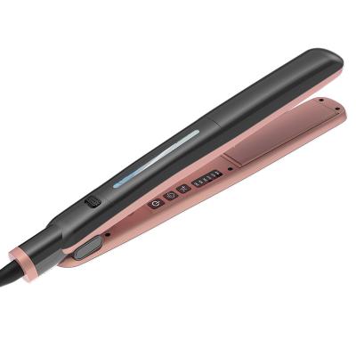 China Mini Hair Iron Hotel Makers Portable Titanium Steam Straighter Flat Hair Straighter Pink Black for sale