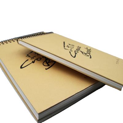 China Exquisite A4 Book Cardboard Cover Spiral Binding 160gms 60sheets Blank Sketch Kraft Paper for sale