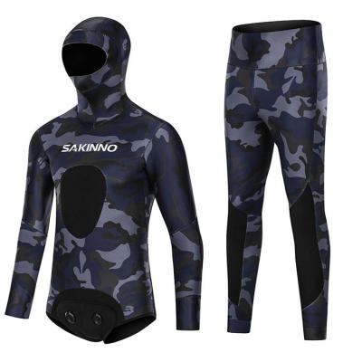 China Ostar Windproof 3.5mm/5mm Customize Neoprene Mens Womens Mens Womens Camouflage Hooded Spearfishing Wetsuits 2-Pieces Super Stretch Free Dive Suit for sale