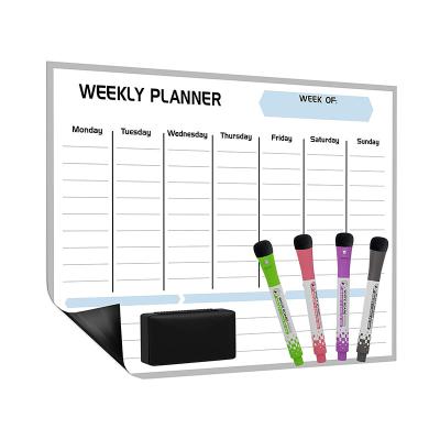 China Factory Erase Weekly Calendar Whiteboard Dry Magnetic Sticker Organizer Weekly Planner For Fridge for sale