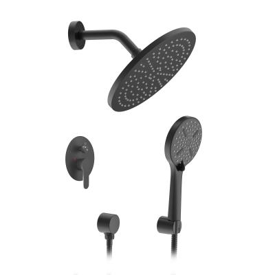 China Without Diverting Rainshower Factory Round Matte Black Bathroom Shower Sets for sale