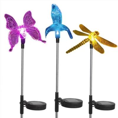 China Hotsale LANDSCAPE Led Outdoor Landscape Lamp Solar Collector Hummingbird Dragonfly Solar Creative Butterfly Spike Light for sale