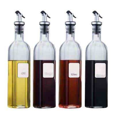 China Glass Food 500ml Square Oil Dispenser Bottle For Vinegar And Oil for sale