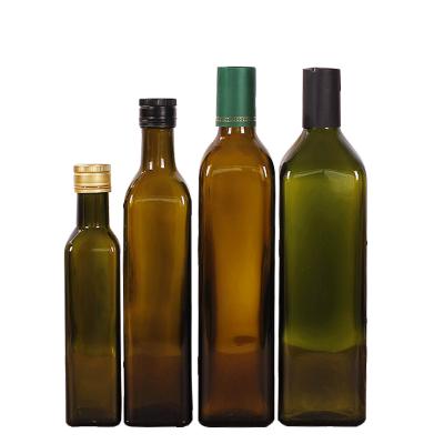 China Food 50ml 100ml 250ml 500ml 750ml 1000ml Clear Brown Green Cooking Olive Oil Glass Bottle With Screw Cap for sale