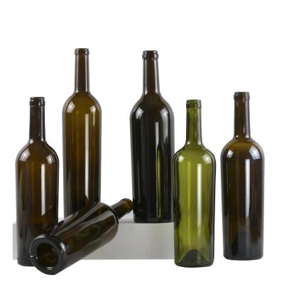 China High Quality Wide Shoulder Amber Glass Wine Bottle Heavy 750ml For Bordeaux for sale