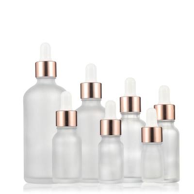 China 5ml cosmetic 10ml 15ml 20ml 30ml 50ml 100ml frosted clear glass essential oil dropper bottle for sale