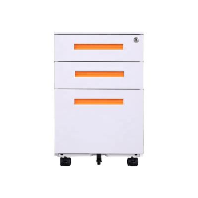 China Popular Appearance Office Fashion Handle 3 Drawers Mobile Office Colorful Metal File Cabinet Space Saving Furniture for sale