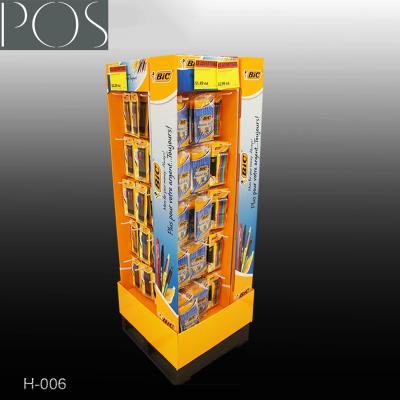 China customized stationery peg hooks cardboard display stand with 4 sides for sale