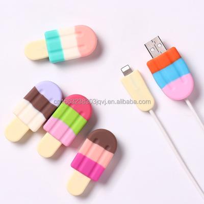 China Ice cream design Ice Cream Painting Design Soft Silicone USB Data Cord Cable Protector for iPhone 11 12 13 14 for sale