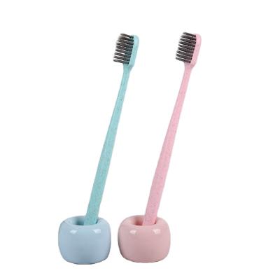 China Home Toothbrush Ultrasoft Wheat Straw Toothbrush Eco-Friendly Simple Cheap Travel Eco Friendly for sale