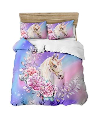 China Aoyatex Unicorn Designs Disposable Bedding Set/Sheet Set/Duvet Cover Set with 3D Pillowcase for sale