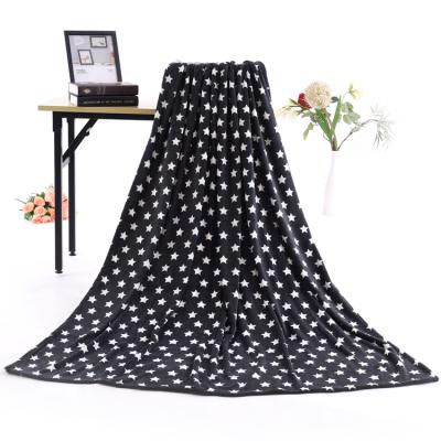 China Wholesale Star Anti-pilling Printed Knitted Super Soft Coral Fleece Blanket for sale