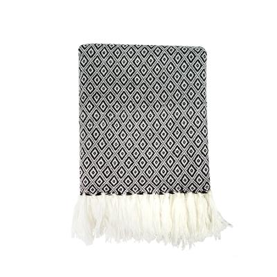 China PORTABLE Custom Woven 100% Acrylic Jacquard Diamond Knit Throw Blanket for sale