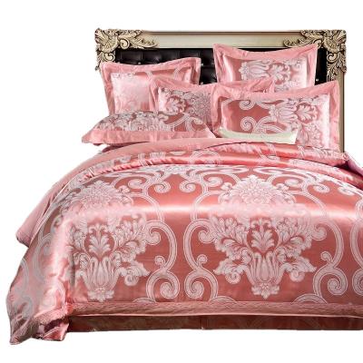 China Sustainable Aoyatex Flat Sheet Luxury Bedding Set Floral 100% Cotton Jacquard Bedding Set Flat Sheet for sale