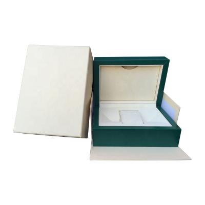 China For Luxury Watch Packing OEM Custom Luxury Simple Leather Watches Wrap Storage Case Wooden Green Watch Box for sale