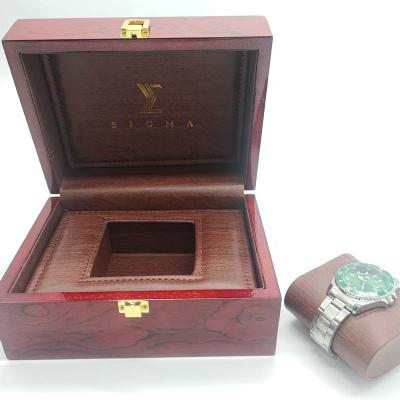 China For Luxury Watch Packing Luxury High End Simple Wooden Watch Box With Pillow Leather Watch Box Custom Made for sale