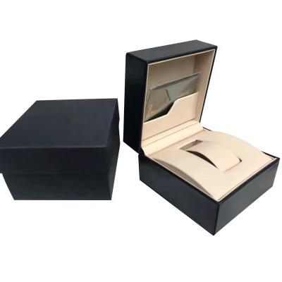 China For Luxury Watch Packaging Mens PU Watches Gift Box Black Leather Watch Box With EVA Display for sale