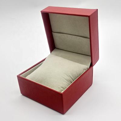 China For Luxury Watch Packing Box Luxury Custom Gold Foil Watch Box Red Logo PU Silver Leather Box for sale