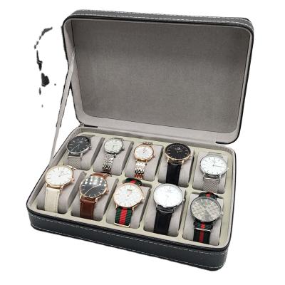 China For Luxury Watch Packing 12 Slots Watch Organizer Box With Pillow Large Luxury Leather Watch Case Packing Box Custom Logo for sale