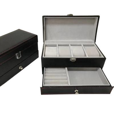 China For Luxury Watch Packing Black 3 Watch Box Jewelry Cases Glasses Show Organizer 6 Slots Bracelet Case for sale