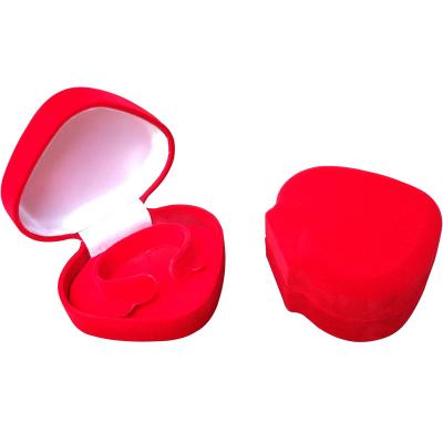 China Heart Shaped Velvet Pendant Necklace Jewelry Boxes Velvet Flocked Wedding Ring Box Red for sale