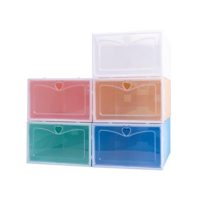 China 2021 Stocked Thickened Quick Fold Front Open Transparent Acylic Shoe Box Storage for sale