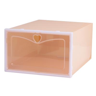 China Stackable Clear Plastic Clear Shoe Storage Box Transparent Organizers Stored for sale