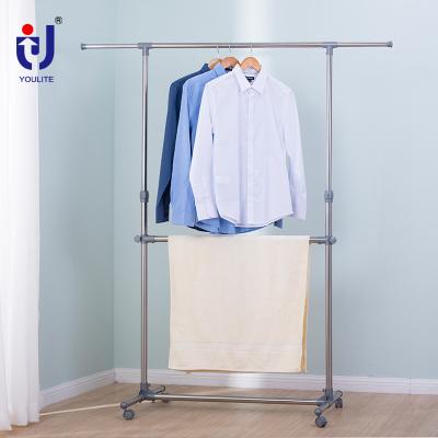 China Bathroom Expandable Accordion Hanger YOULITE Single-Pole Width Adjustable Clothes Drying Rack Rail For Balcony for sale