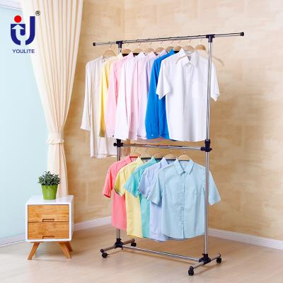 China YOULITE Hanger Accordion Extendable Single-pole Width Adjustable Clothes Drying Rack Rack Rail For Balcony Store for sale