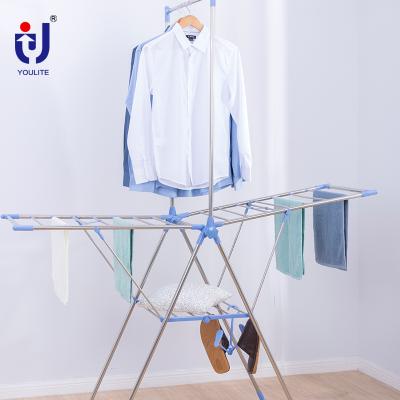 China Balcony Fold Telescopic Hanging Garment Rack Steel Clothes Drying Rack Hanger for sale