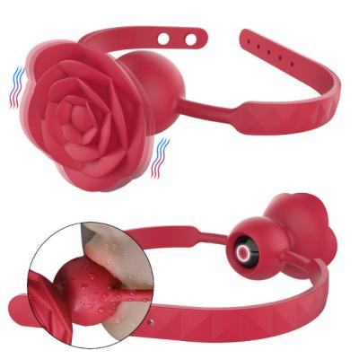 China 9 vibration modes SM products rose mouth gag ball bdsm adult bondage rose vibrator sex toy adult fow women for sale