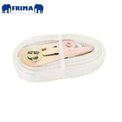 China Polyester 5M/25mm/LC400DAN/400KGS/800LBS Ratchet Tie Down Without Hook Webbing Strap White Polyester for sale