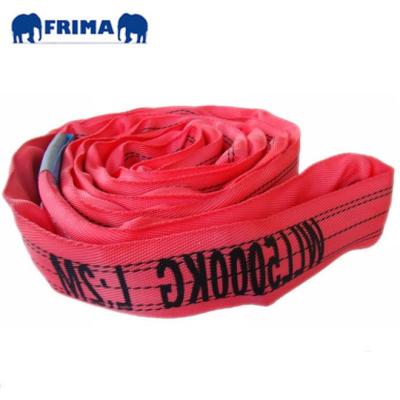 China Different Standard Polyester Fiber Round Sling Polyester 5Tons Webbing Lifting Sling With Different Length for sale