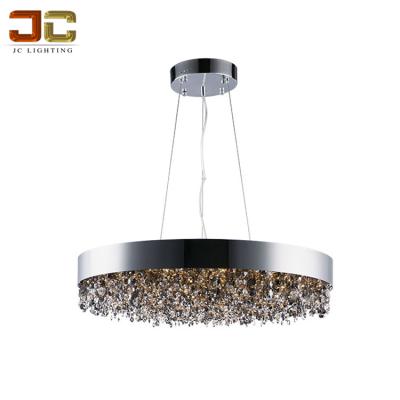 China Vintage Industrial Crystal Chandeliers Residential Modern Round Black Smoky Crystal Shade Pendant Light For Living Room for sale